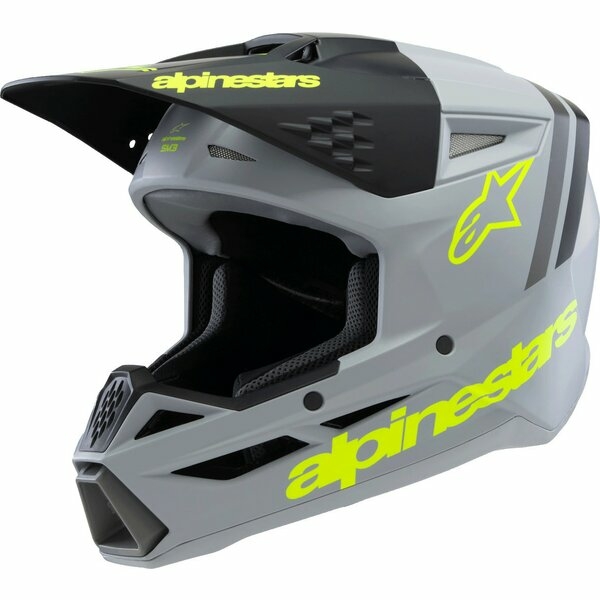 Casca cross-enduro de copii ALPINESTARS S-M3 YOUTH RADIUM ECE06 L Gri/Galben fluo, 2