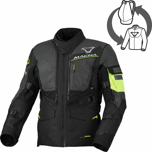 Geaca textil impermeabila touring/adventure MACNA FLEXODUS Night Eye™ L Negru Night Eye/Galben fluo, 8
