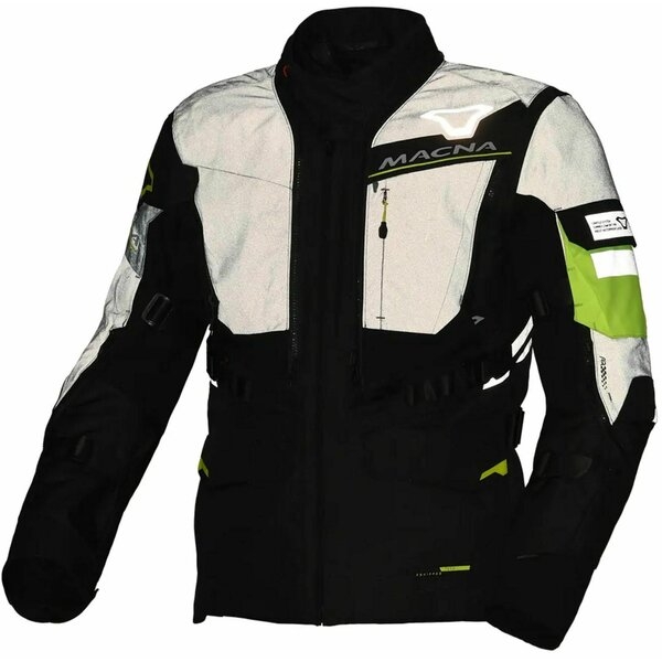 Geaca textil impermeabila touring/adventure MACNA FLEXODUS Night Eye™ XXL Negru Night Eye/Galben fluo, 10