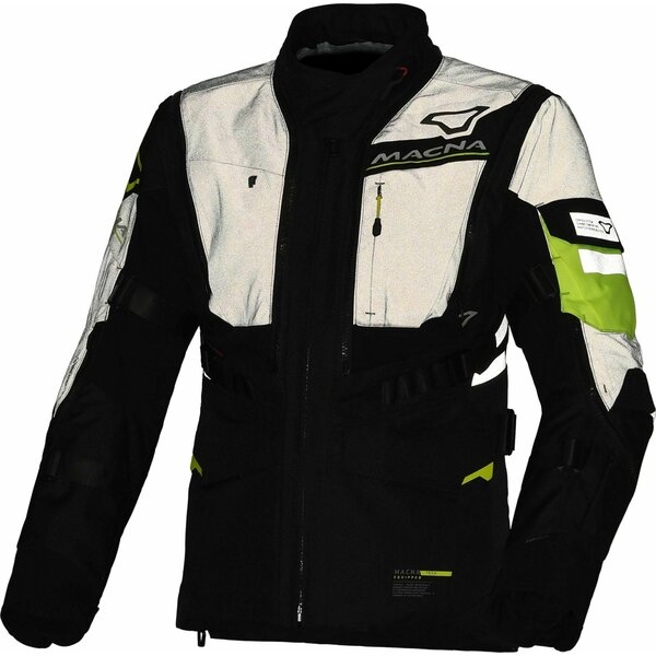 Geaca dama textil impermeabila touring/adventure MACNA FLEXODUS Night Eye™ XS Negru Night Eye/Galben fluo, 4