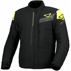 Geaca dama textil impermeabila touring/adventure MACNA FLEXODUS Night Eye™ XS Negru Night Eye/Galben fluo