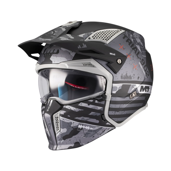 Casca MT Streetfighter SV S Belic B2 gri/negru mat (ochelari soare integrati) - masca (protectie) barbie si cozoroc detasabile - omologare noua ECE 22.06 - L (59/60cm), 3