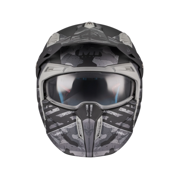 Casca MT Streetfighter SV S Belic B2 gri/negru mat (ochelari soare integrati) - masca (protectie) barbie si cozoroc detasabile - omologare noua ECE 22.06 - S (55/56cm), 3