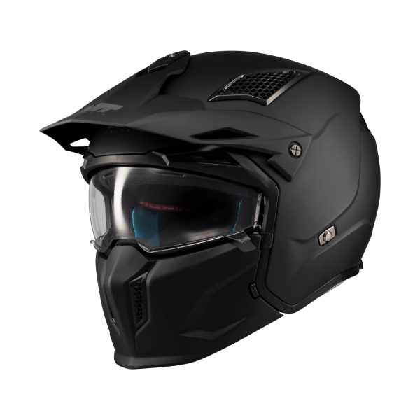 Casca MT Streetfighter SV S Pure A1 negru mat (ochelari soare integrati) - masca (protectie) barbie si cozoroc detasabile - omologare noua ECE 22.06 - S (55/56cm), 2