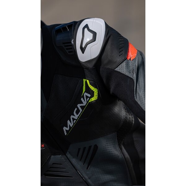 Combinezon de piele 1 piesa MACNA CHROMIQ 58 Negru/Galben fluo, 4