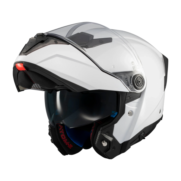 Casca modulabila MT Atom 2 SV Pure A0 alb lucios (ochelari soare integrati) Pinlock Ready - tip viziera: MT-V-35 - S (55/56cm), 2