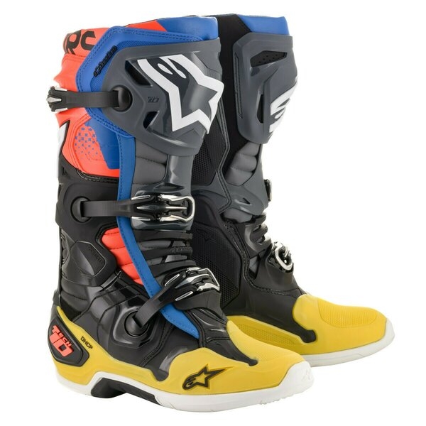 Cizme cross-enduro Alpinestars TECH 10 BOOT 44.5 Gri inchis/Albastru/Rosu fluo, 15