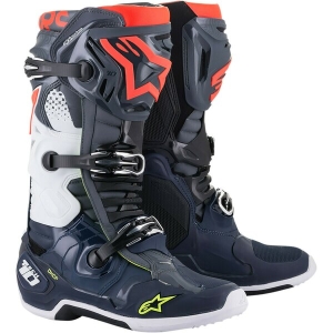 Cizme cross-enduro Alpinestars TECH 10 BOOT 45.5 Gri inchis/Albastru/Rosu fluo, 23