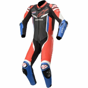 Combinezon de piele 1 piesa ALPINESTARS HONDA GP PRO V2 TECH-AIR COMPATIBLE 52 Negru/Rosu/Albastru, 3