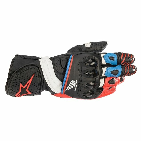 Manusi de piele sport ALPINESTARS HONDA GP PLUS R V2 S Negru/Rosu/Albastru, 2