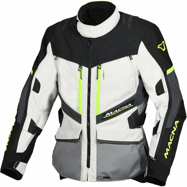 Geaca textil impermeabila touring/adventure MACNA DOMANE M Negru/Gri deschis/Albastru