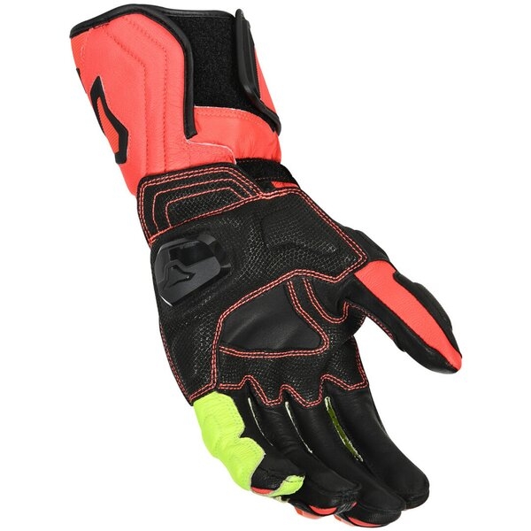 Manusi de piele racing MACNA POWERTRACK M Negru/Rosu/Galben fluo, 7