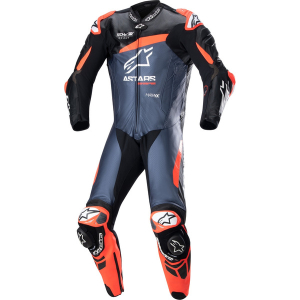 Combinezon de piele race 1 piesa ALPINESTARS GP PLUS V4 48 Negru/Rosu fluo