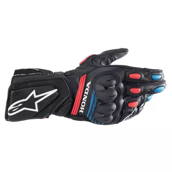 Manusi de piele sport/touring ALPINESTARS HONDA SP-8 V3 S Negru/Rosu/Albastru, 6