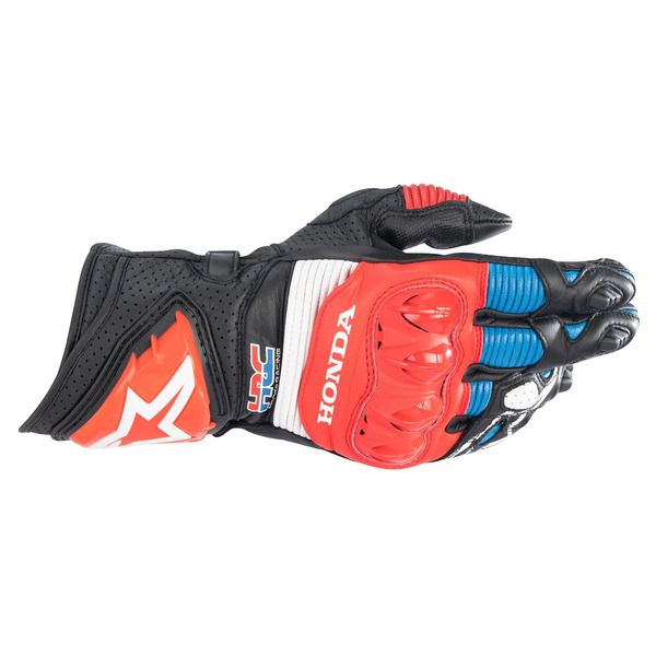 Manusi de piele racing ALPINESTARS HONDA GP PRO R3 XL Negru/Rosu/Albastru, 2