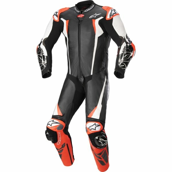 Combinezon de piele 1 piesa ALPINESTARS RACING ABSOLUTE V2 52 Negru/Alb/Rosu fluo