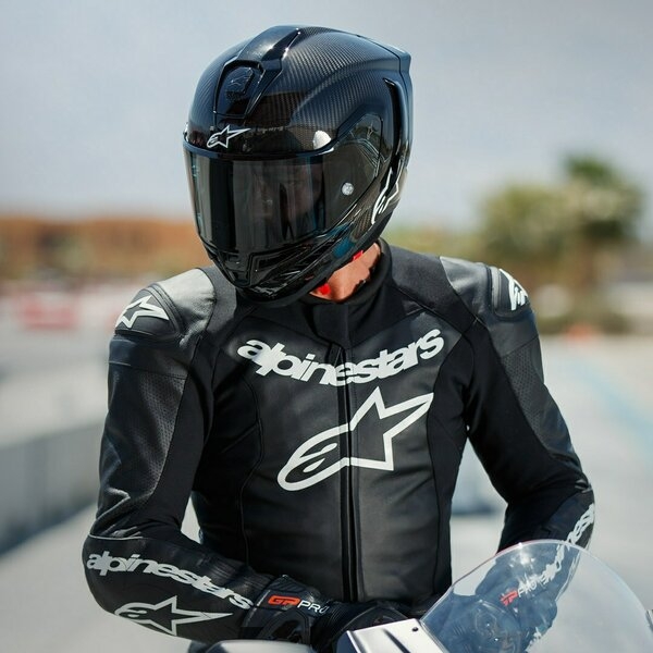 Casca integrala sport ALPINESTARS SUPERTECH R10 CARBON SOLID S Alb Lucios/Negru Mat, 17
