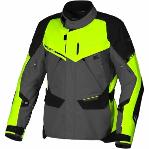 Geaca textil impermeabila touring/adventure MACNA MUNDIAL S Negru/Gri/Galben fluo