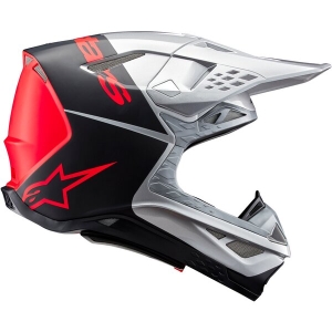 Casca cross-enduro ALPINESTARS SUPERTECH S-M10 FLOOD 2024 ECE 22.06 M Argintiu/Negru/Rosu, 25