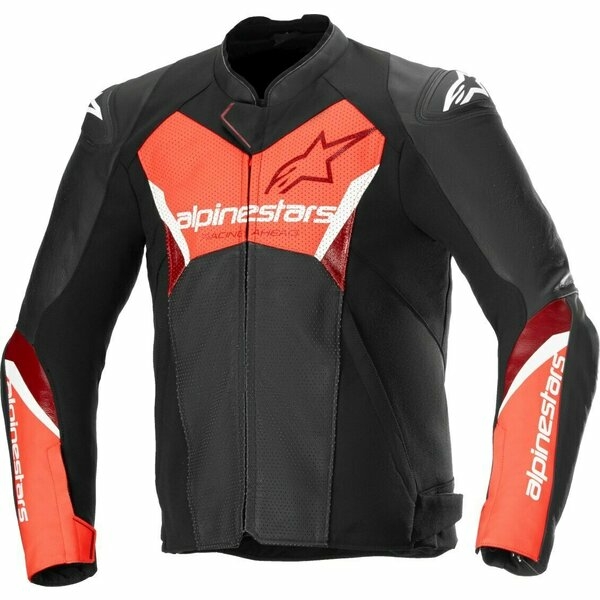 Geaca de piele ALPINESTARS FASTER V3 AIRFLOW 48 Negru/Rosu fluo, 2