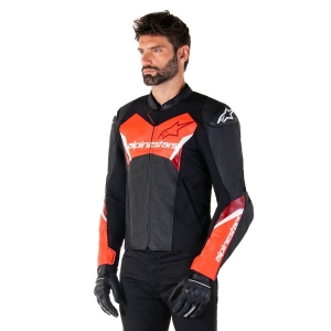 Geaca de piele ALPINESTARS FASTER V3 52 Negru/Rosu fluo, 5