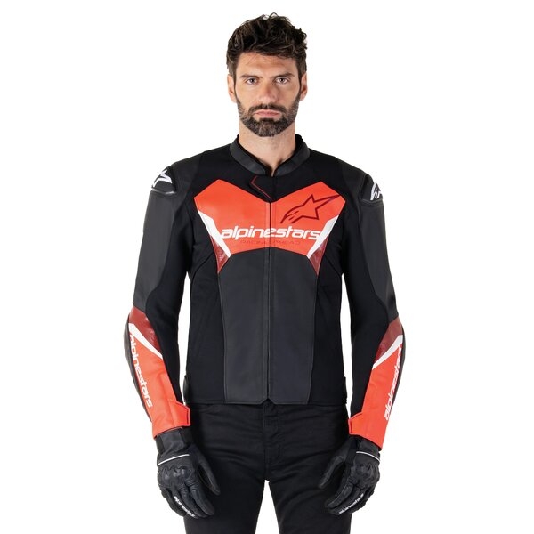 Geaca de piele ALPINESTARS FASTER V3 54 Negru/Rosu fluo, 5