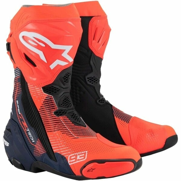 Cizme moto race ALPINESTARS SUPERTECH R VENTED MM93 REPLICA 41 Rosu fluo/Albastru/Negru