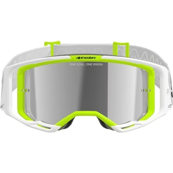 Ochelari cross-enduro ALPINESTARS VISION 8 WORDMARK MIRROR GOGGLE Alb/Galben fluo, 3