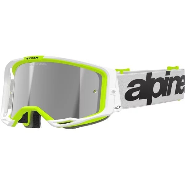 Ochelari cross-enduro ALPINESTARS VISION 8 WORDMARK MIRROR GOGGLE Alb/Galben fluo, 7
