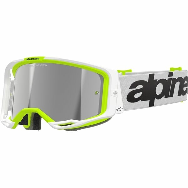 Ochelari cross-enduro ALPINESTARS VISION 8 WORDMARK MIRROR GOGGLE Alb/Galben fluo