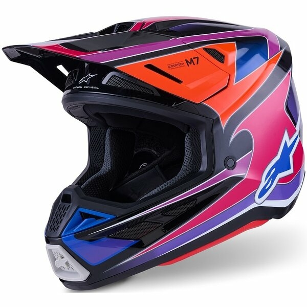 Casca cross-enduro ALPINESTARS SUPERTECH S-M7 FUSE ECE06 S Albastru/Mov/Roz
