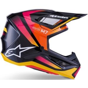 Casca cross-enduro ALPINESTARS SUPERTECH S-M7 RISE ECE06 S Negru/Argintiu/Rosu fluo, 17