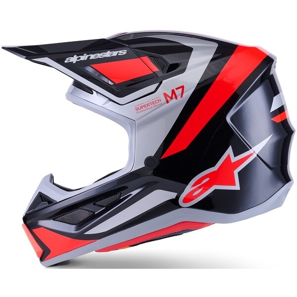 Casca cross-enduro ALPINESTARS SUPERTECH S-M7 RISE ECE06 XL Negru/Argintiu/Rosu fluo, 23