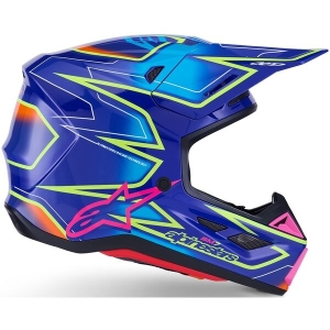 Casca cross-enduro ALPINESTARS SUPERTECH S-M7 CAST ECE06 S Albastru/Roz/Galben fluo, 8