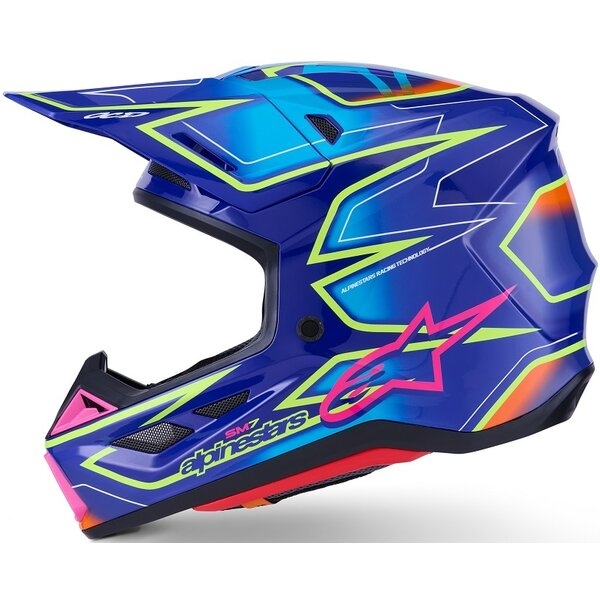 Casca cross-enduro ALPINESTARS SUPERTECH S-M7 CAST ECE06 XL Albastru/Roz/Galben fluo, 3