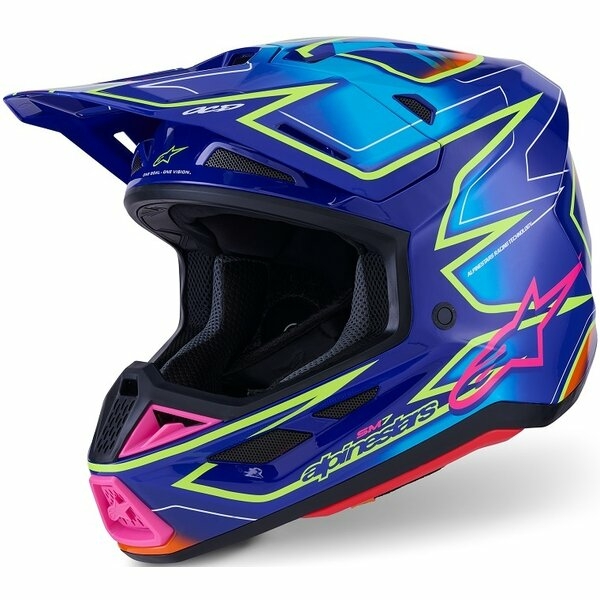 Casca cross-enduro ALPINESTARS SUPERTECH S-M7 CAST ECE06 XL Albastru/Roz/Galben fluo, 2