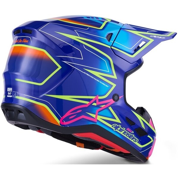 Casca cross-enduro ALPINESTARS SUPERTECH S-M7 CAST ECE06 L Albastru/Roz/Galben fluo, 7