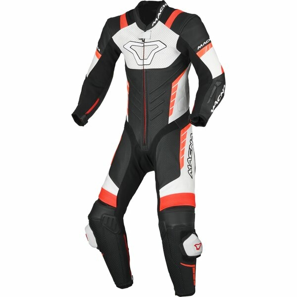 Combinezon de piele 1 piesa de copii MACNA VARSHALL JUNIOR Negru/Alb/Rosu 140, 4