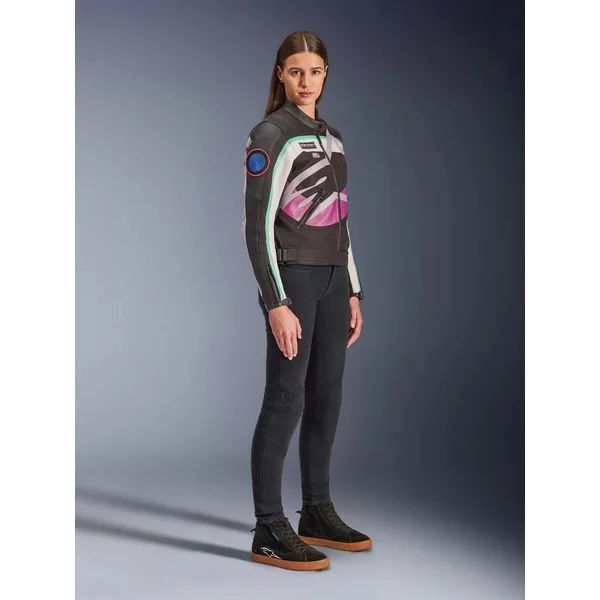 Geaca dama textil urban/vintage ALPINESTARS IDLES XS Negru/Alb/Mov, 23