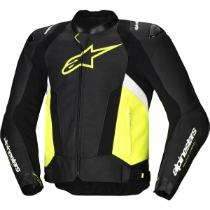 Geaca de piele sport ALPINESTARS MISSILE V3 AIRFLOW 54 Negru/Galben fluo/Alb, 14
