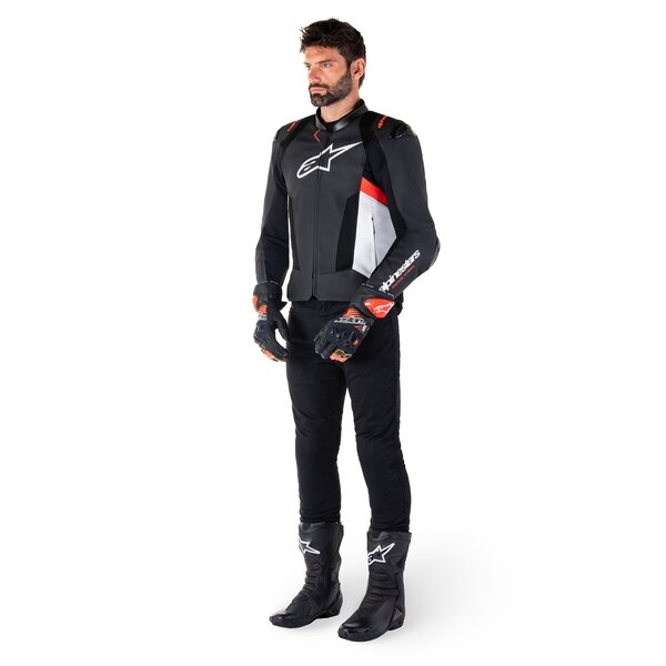 Geaca de piele sport ALPINESTARS MISSILE V3 AIRFLOW 56 Negru/Alb/Rosu fluo, 12