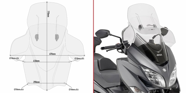 Parbriz Givi Transparent + Deflector Vant Suzuki Burgman 400 (17-)