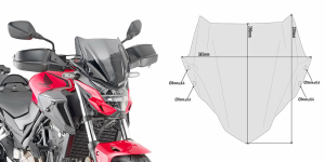 Parbriz fumuriu Givi Honda CB 500 F (19-)   Kawasaki Z 900 (20-)   CFMoto 650 NK (21-)