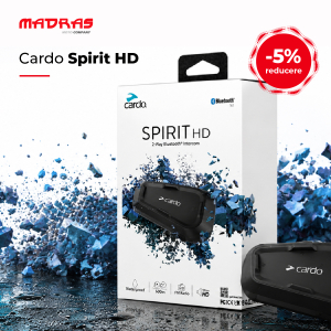 Sistem Comunicare Moto Cardo Spirit HD — Bluetooth 5.2, Difuzoare HD 40mm, Rază 600 m, Radio FM, Impermeabil