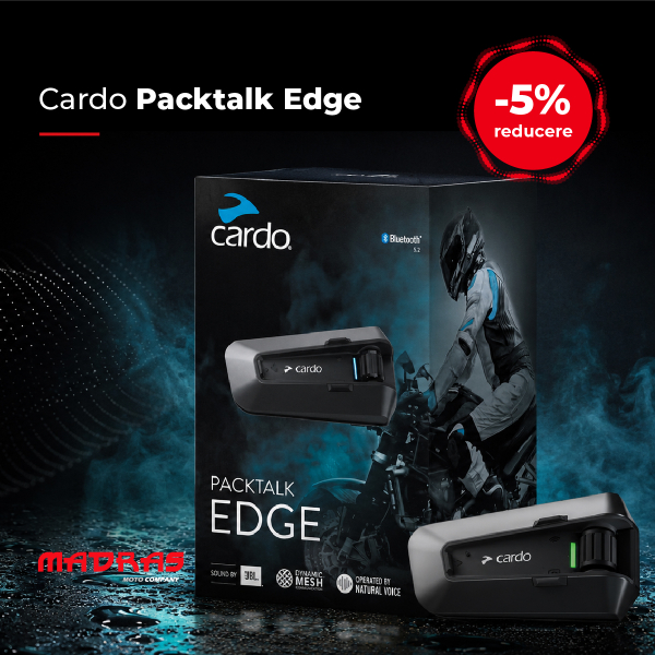 Sistem Comunicare Moto Cardo Packtalk Edge (PT200001) — DMC Gen.2, Sound by JBL, Intercom Live 15 Piloți, Suport Magnetic Air Mount, 2