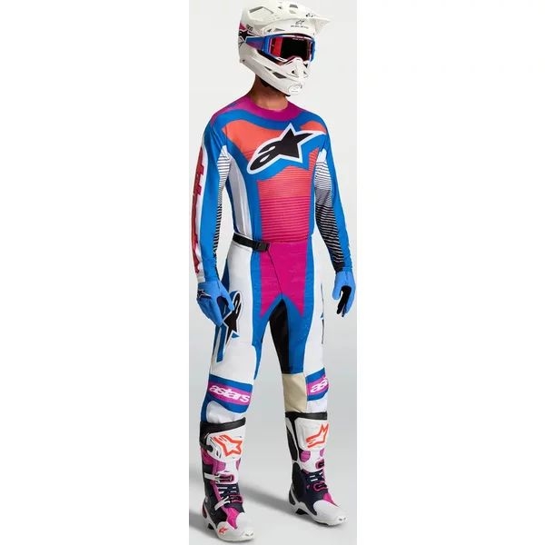 Tricou cross-enduro ALPINESTARS TECHSTAR MAVEN 2027 S Alb/Albastru/Verde, 9