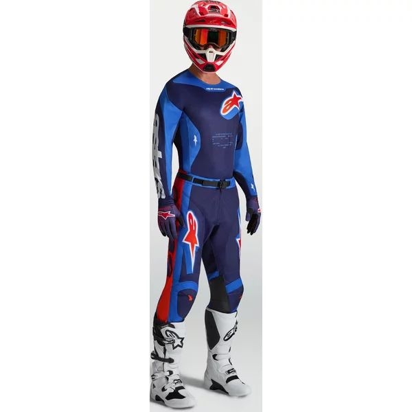 Tricou cross-enduro ALPINESTARS RACER HUNT 2027 S Alb/Rosu fluo/Albastru, 5