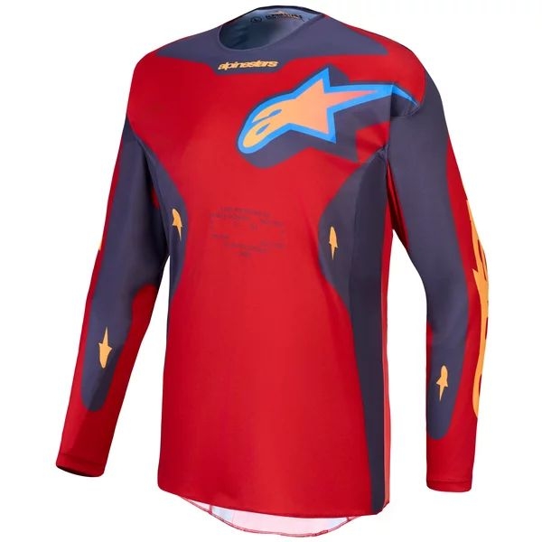 Tricou cross-enduro ALPINESTARS RACER HUNT 2027 S Alb/Rosu fluo/Albastru, 10