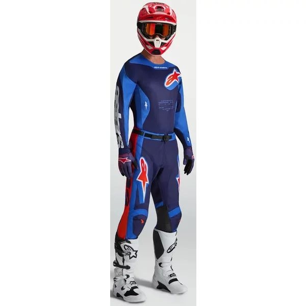 Pantaloni cross-enduro ALPINESTARS RACER HUNT 2027 30 Alb/Rosu fluo/Albastru, 20