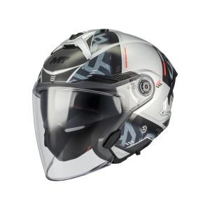 Casca open face motociclete MT Cosmo SV Arrow C2 gri lucios (ochelari soare integrati) - tip viziera: MT-V-37 - S (55/56cm)